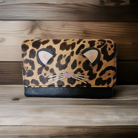 NWT Kate Spade Run Wild Leopard Calf-Hair Kitty Clutch Crossbody WLRU5029 - Picture 1 of 14